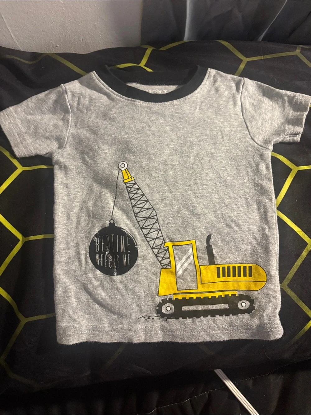 Carter's Gray Tee with Yellow Crane Graphic